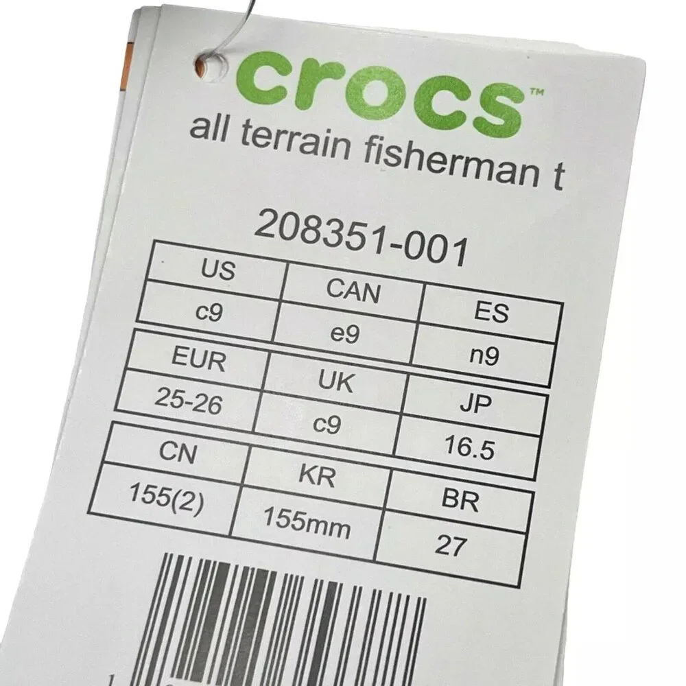 Crocs All Terrain Toddler Boys Fisherman Sandals Size 9 Black Closed Toe Slip-on